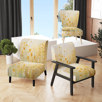 Blooming Yellow Poppy Flowers In The Meadows - Traditional Accent Slipper Chair